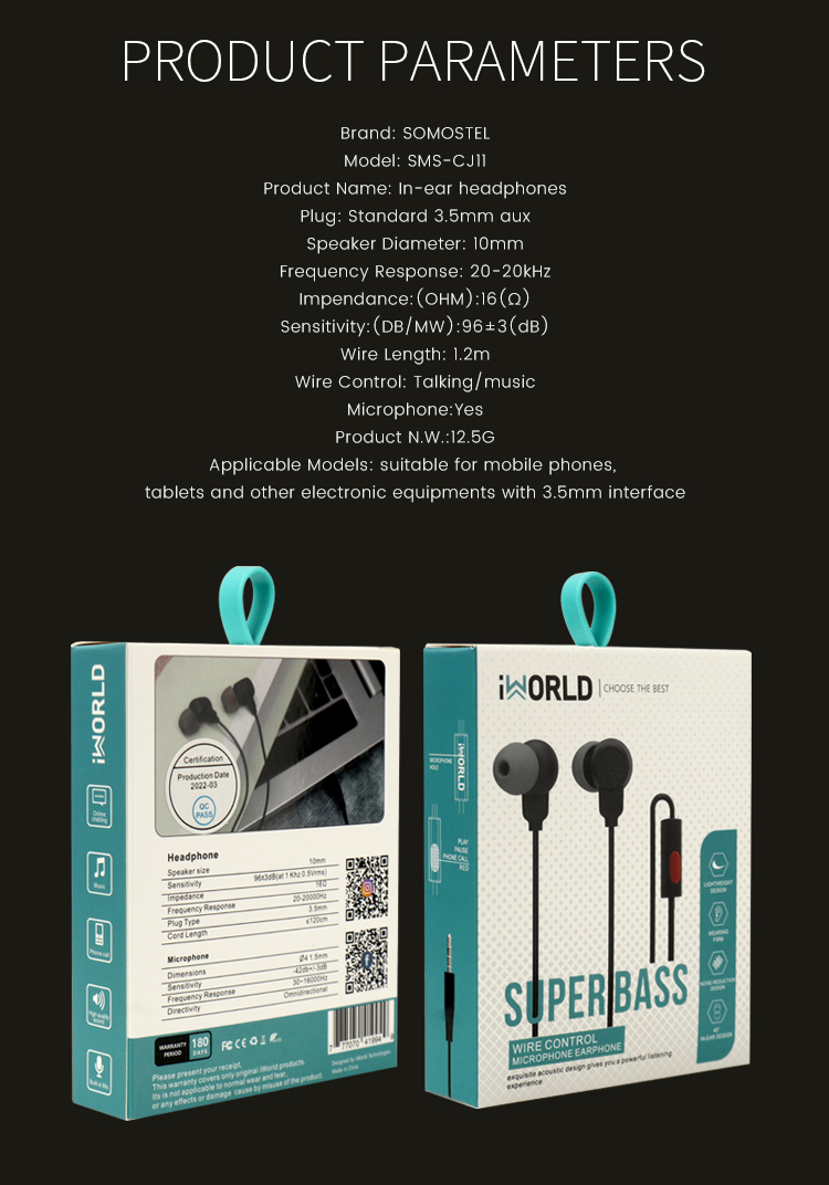 Extra Bass Earbud Headphones/Headset with Mic for Phone Call,